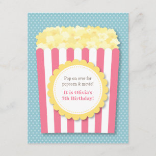 Invitation Pop Over Popcorn Movie Nuit Pastel Anniversaire
