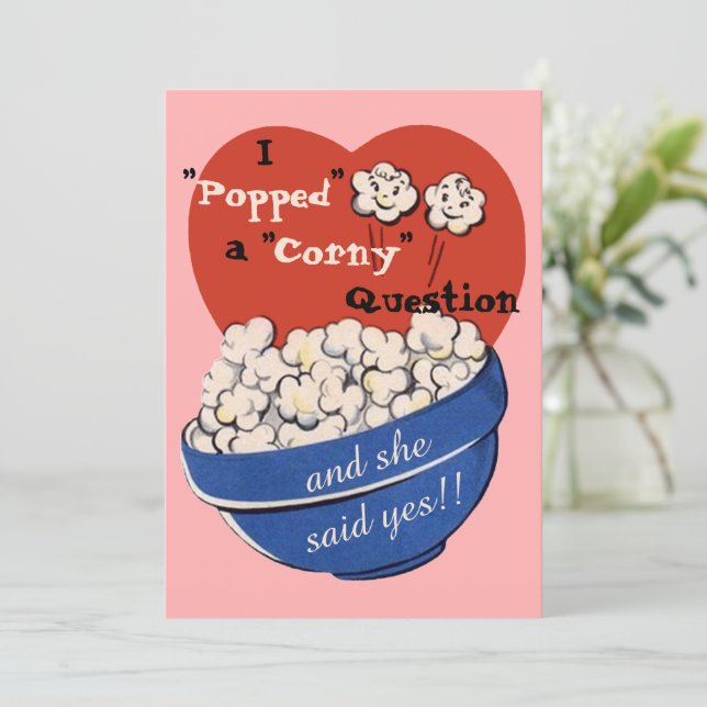 Invitation Popcorn Corny Question, Cute Retro Enregistrer la  (Debout devant)