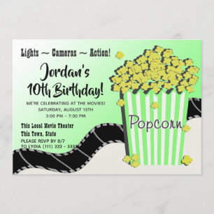 Invitation Popcorn et un film vert