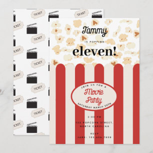 Invitation Popcorn Movie Party Anniversaire de fête Thème