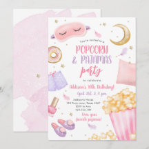 Popcorn Pyjamas Sleepover Stwood Party Anniversair