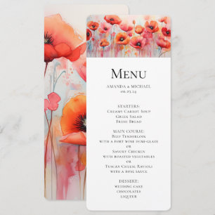 Invitation Poppies d'aquarelle rouge dans un Mariage de champ