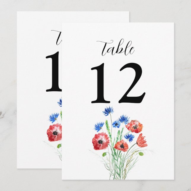 Invitation Poppies Fleurs de Cornouailles Floral Rustique Mar (Devant / Derrière)