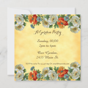 Invitation Poppies Personnalisé Carré de la fête du jardin In