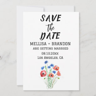 Invitation Poppies rouges Fleurs de Corail Floral Rustique Ma