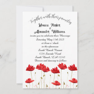 Invitation Poppies rouges Poppy Élégant Floral Minimal Mariag