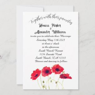 Invitation Poppies rouges Poppy Élégant Floral Rustique Maria
