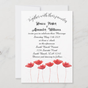 Invitation Poppies rouges Poppy Elégant Floral Rustique Maria