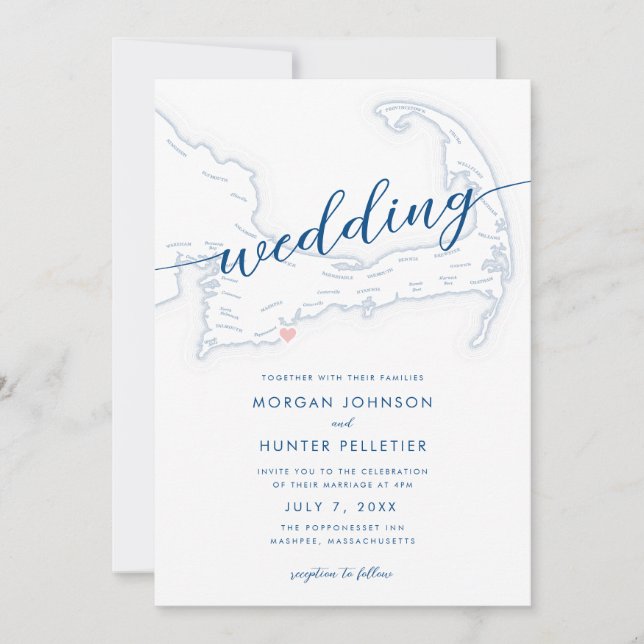 Invitation Popponesset moderne minima Inn Map Mariage (Devant)