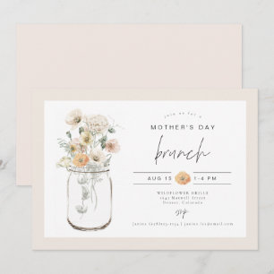 Invitation POPPY Fleur sauvage rustique Mason Jar Fête des Mè