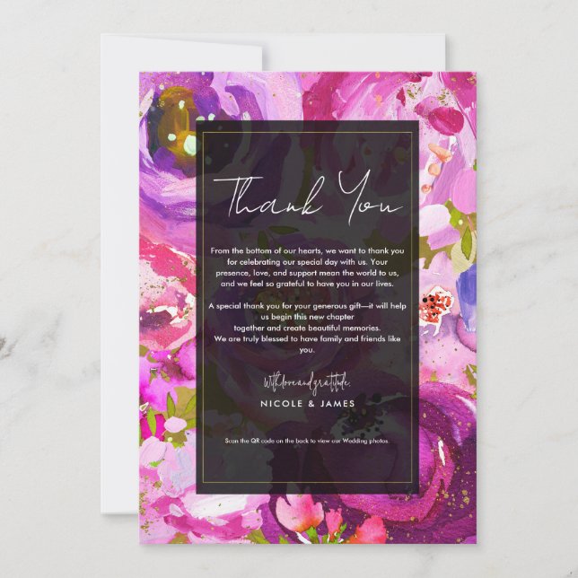 Invitation Pops de Merci Floral rose et violet vibre (Devant)