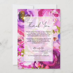 Invitation Pops de Merci Floral rose et violet vibre