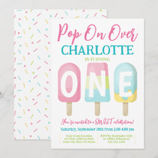 Invitation Popsicle 1er anniversaire Invitation, Pop on Over