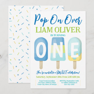 Invitation Popsicle 1er anniversaire Invitation, Pop on Over