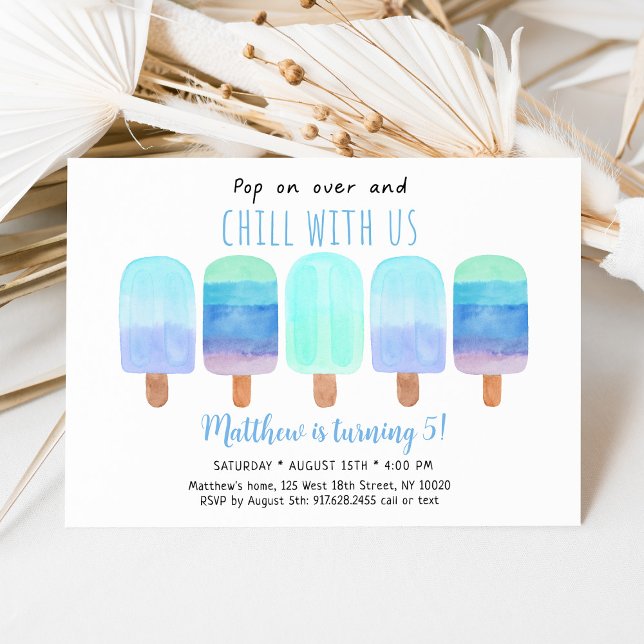 Invitation Popsicle Blue Ombre Chill Avec Nous Anniversaire (Créateur téléchargé)