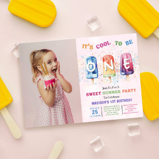 Invitation Popsicle Cool de la fête Un 1er anniversaire Photo