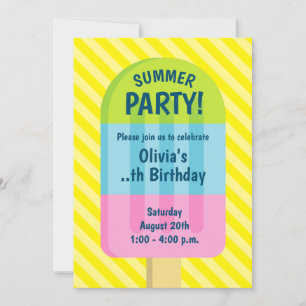 Invitation Popsicle glaces enfant été fête d'anniversaire