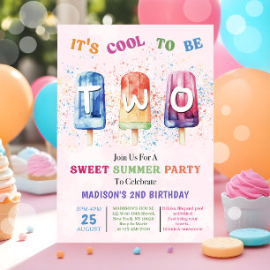 Invitation Popsicle Party Deux Cool 2e anniversaire Invitatio
