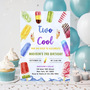 Invitation Popsicle Party Deux Cool 2e fête d'anniversaire