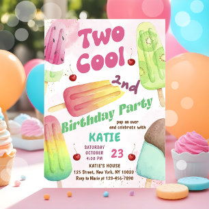 Invitation Popsicle Party Deux filles Cool 2e anniversaire