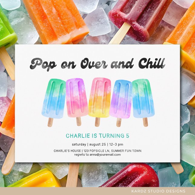Invitation Popsicle Pop On Plus De N'Importe Quel Anniversair (Invite shown in 5 x 7 inches, choose size, paper, and corner style. Get prints or a digital card.)