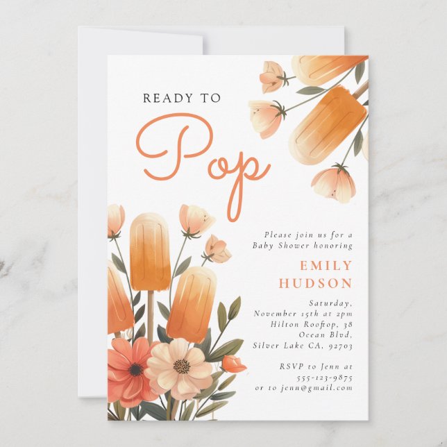 Invitation Popsicle Prêt à Pop Baby shower (Devant)