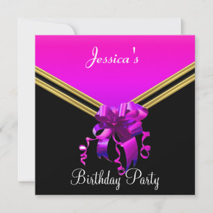 Invitation populaire Black Pink et Bow Party