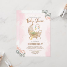 Invitation populaire rose et Baby shower Brown