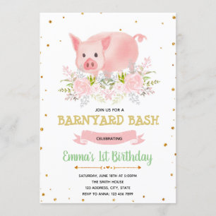 Invitation porcine d'anniversaire de ferme de
