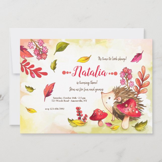 Invitation Porcupine Cutie fête d'anniversaire (Devant)