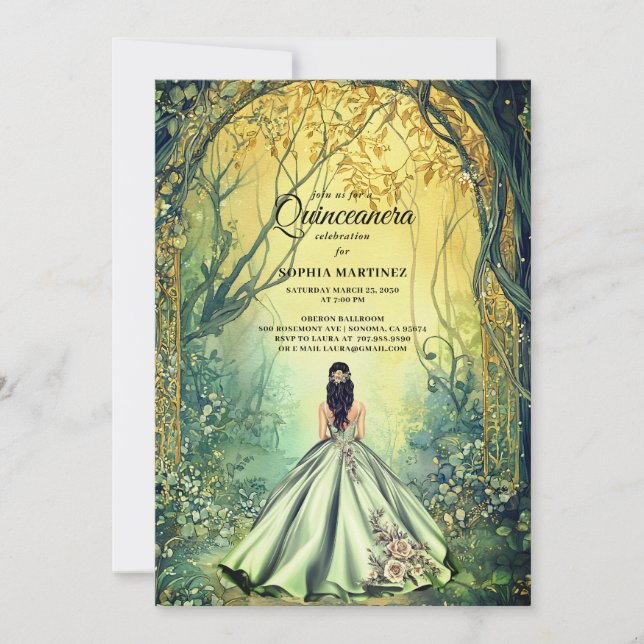 Invitation Portail forestier enchanté de Quinceanera (Devant)