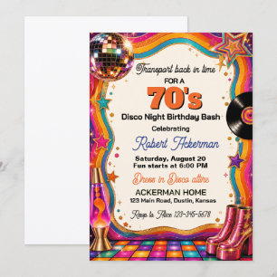 Invitation Portail Temporel Rétro Soirée Disco 70 ans Fête d'