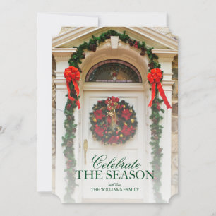 Invitation Porte avant avec couronne de Noël
