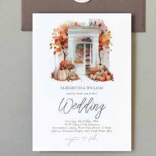 Invitation Porte avant Mariage Automne Code QR Rsvp