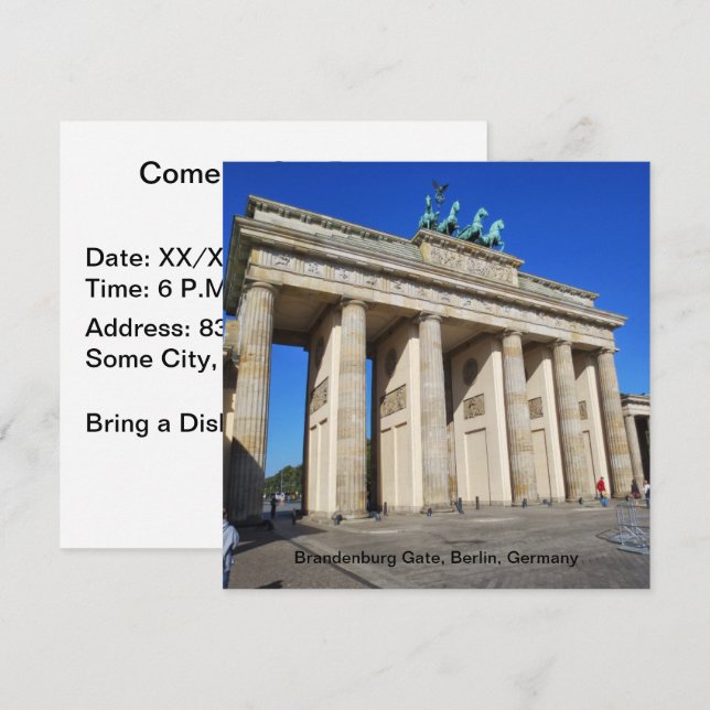 Invitation Porte de Brandebourg, Berlin, Allemagne (Devant / Derrière)