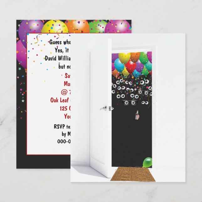 Invitation Porte de fête du 30e anniversaire surprise (Devant / Derrière)