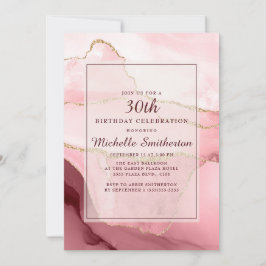 Invitation Porte de marbre doré rose bordeaux 30e anniversair