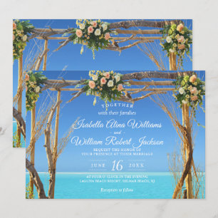 Invitation Porte de mariage de plage d'été florale