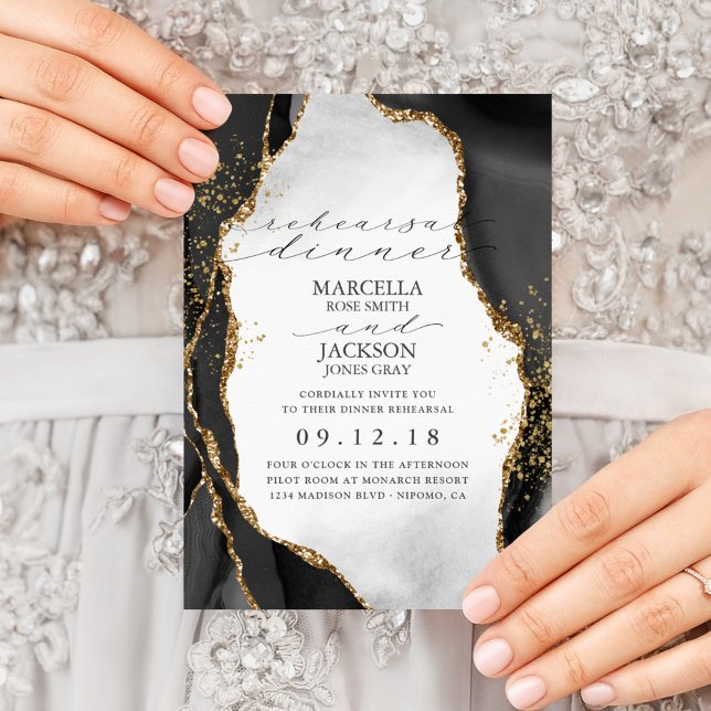 Invitation Porte de mariée noire, or et gris Mist RSVP (Créateur téléchargé)