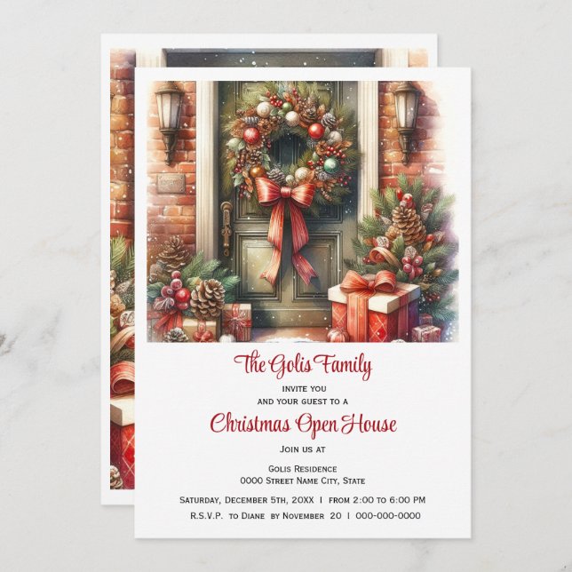 Invitation Porte de Noël Festive (Devant / Derrière)