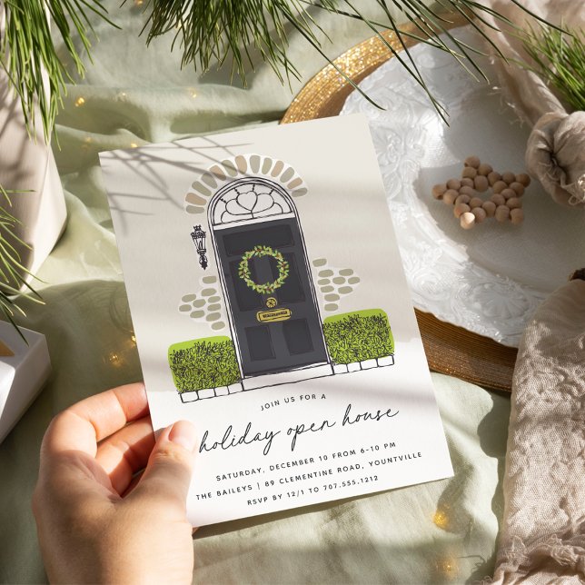 Invitation Porte de Noël noire | Holiday Open House (Créateur téléchargé)