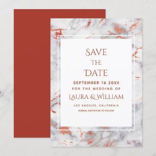 Invitation Porte en marbre rouge et or - Enregistrer la date 