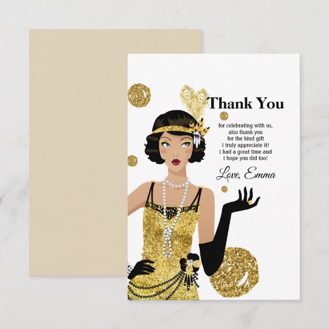 Invitation Porte fille 1920 flapper, Art Déco (Devant / Derrière)