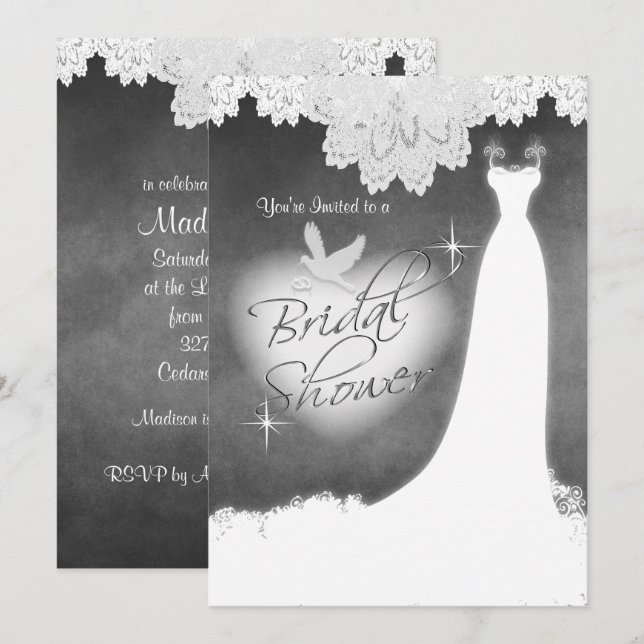 Invitation Porte-nuptiale sur tableau de bord avec dentelle e (Devant / Derrière)