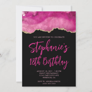 Invitation Porte rose et or Black Bold 18e anniversaire