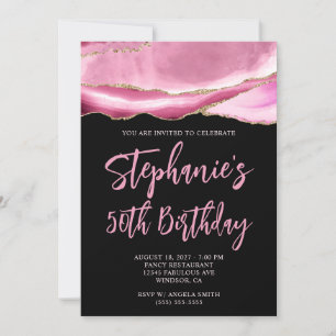 Invitation Porte rose et or Black Bold 50e anniversaire