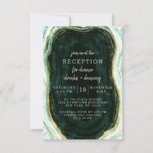 Invitation Porte turquoise Vert & Or Marbre Mariage Réception