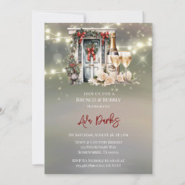 Invitation Porte vert rouge Berry Décor Lumière Brunch & Bubb