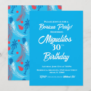 Invitation Porto Rico Tropical Hispanical Birthday Party