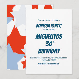 Invitation Portoricain hispanique latine Anniversaire